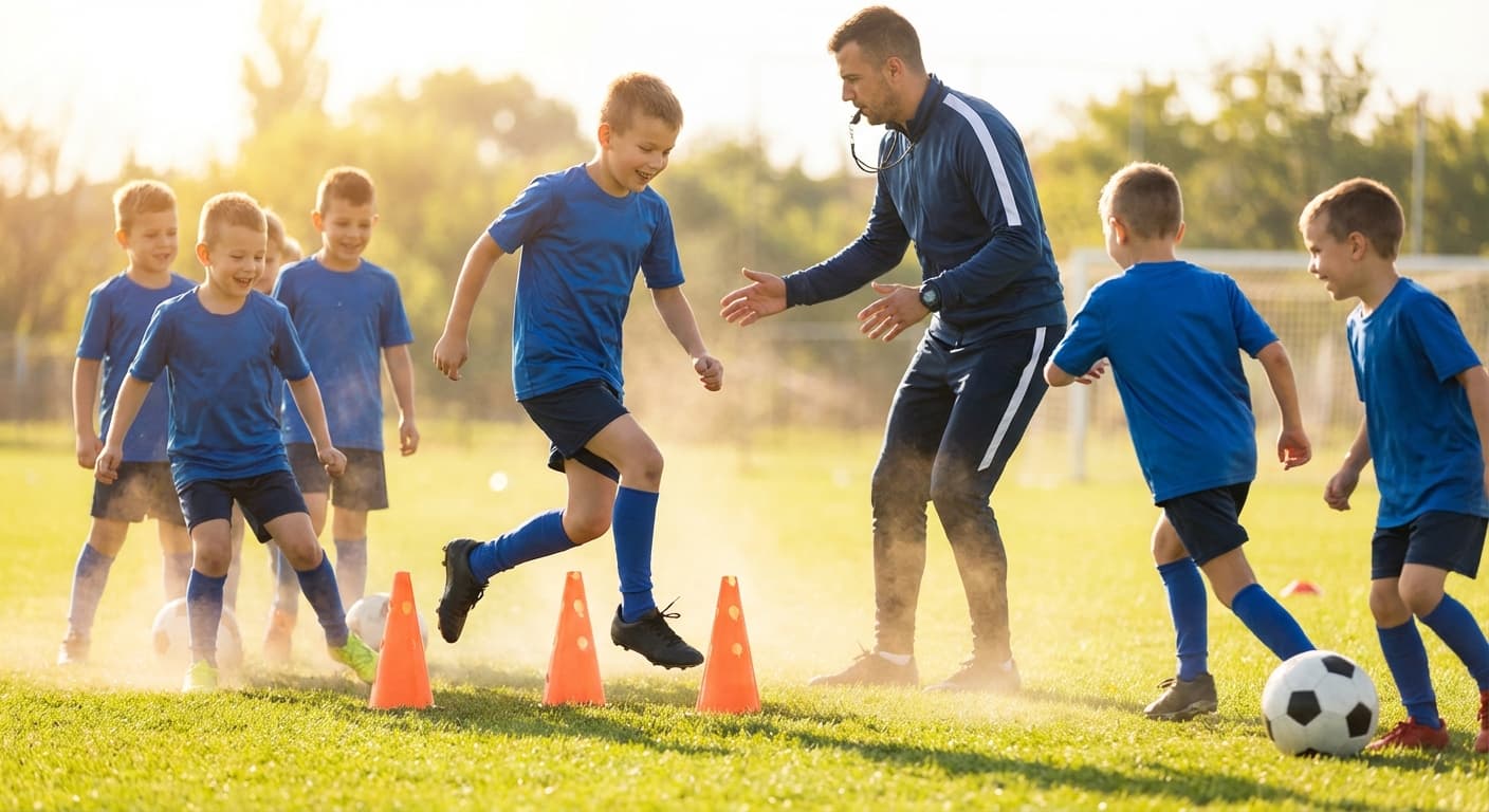 Football training on the field
